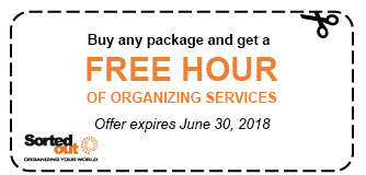 Buy any package and get a FREE HOUR of organizing services. Offer expires June 30, 2018.