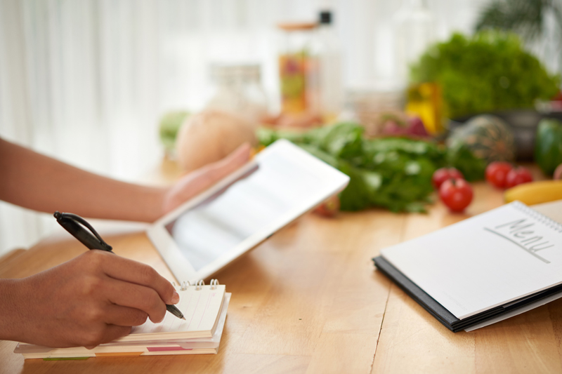 Writing healthy menu writing down recipes ipad paper