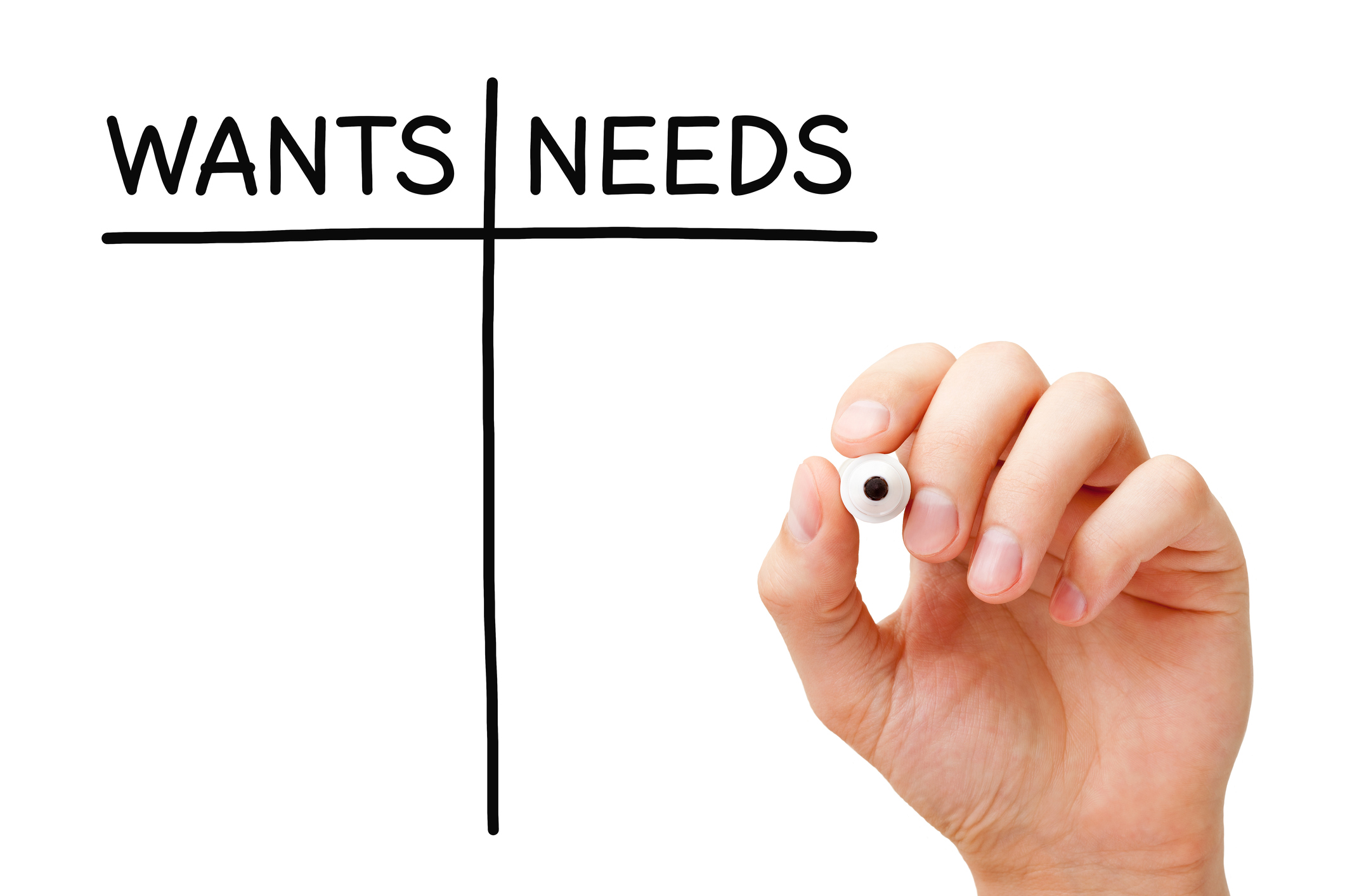 Blank Wants And Needs List Concept wants needs